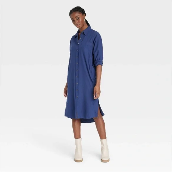 shirt dress solid color blue Pink Tulle Strapless Ruffled Tea Length Custom Formal Dress main image 0